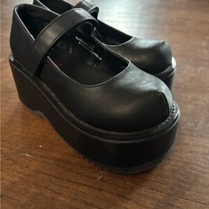 Demonic Black Platform Mary Jane Shoes